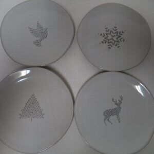 Hearth & Hand Christmas Holiday plate set 4 appetizer starter dessert side NEW